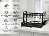 CARLA HOME Dish Drying Rack 2-Tier Kitchen Drainer with Drainboard V178-36245
