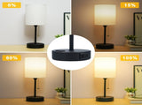 Fabric Bedside Table Lamp Bedroom Nightstand Lamp with LED Bulb 3 Color Temperatures Desk Light USB V1294-YM0901-L6887