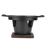 1 Piece Korean Smokeless Charcoal BBQ Grill, Aluminium Grill with Wood Base for Home Barbecues, V1189-LC-HW-00343