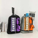 Orange And Black Stylish Sports Backpack with Contrast Pockets - Unisex Gym Bag for Badminton & V888-ELOSUNG23894