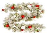 Christabelle 2.74m Snowy Elegance Christmas Garland Pre Lit Warm White LED Red Baubles Berries 112_SENSE274