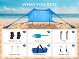 210*170*150CM 2 Poles Beach Tent Shade Canopy with UPF50 Protection Sun Shelter Portable Camping V1107-132-91929-GRN1