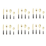 Cutlery Set Black Gold Rimmed Ceramic Stainless Steel Spoons Forks Cutting Tools for Steak Western V1294-YM0901-YM888TM01-24-CB005-B5-0076