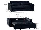 Sarantino Fenton Velvet 2-Seater Sofa Bed - Black SOFA-7007-VEL-BK