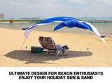 Whale-Shaped Beach Wind Shelter Ultra-Light 1 kg Portable Sun Shade Tent, Spacious for 2-3 People, V1341-ZY-S23KP9N8-BLUE