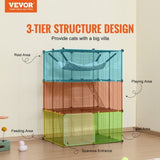 Large 3-tier Cat Cage, 28 x 28 x 41", DIY Detachable Metal Wire Durable Cat Enclosure, with Large V952-PJSMBSL28W281ORKFV0