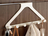 Over Door Hooks, No Drill Silent Use 6 Hooks for Towels & Clothes, Modern Matte Metal 16.3 inch V1370-AZ4-17142