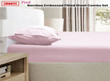 Ramesses 2000TC Bamboo Embossed Fitted Sheet Combo Set Pink King Single V442-KIT-FITTEDSS-2000TCBAMBOO-PINK-KS
