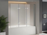3 Fold Chrome Folding Bath Shower Screen Door Panel 1300mm x 1400mm V63-828981
