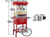 Popcorn Popper Machine with Cart Popcorn Maker 850W 8 Oz 48 Cups Red V952-CSBMHJ8OZ850W171EV3