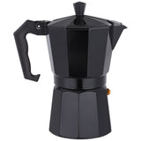 300ml Espresso Maker Aluminum Coffee Pot Brewer, 6 Cup Capacity, Black Finish for Rich Coffee V1192-AZ-W-28532