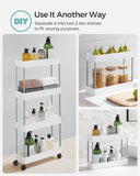 SONGMICS 4-Tier Slide Out Slim Rolling Storage Cart White V227-8498402100001