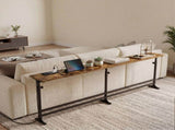 Levede Narrow Console Table Adjustable Behind Couch Side Power Ports Entryway NI1092-BR-AU