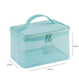 Mesh Breathable Makeup Bag 5-Pack Set - Travel Toiletry Organizer Kit with Triangle Octagonal Square V1259-BAG-07-SET5-BLU