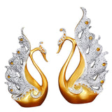 2PCS Peacock Ornaments Natural Resin Desktop Peacock Sculpture for Wine Cabinet TV Cabinet Home Gold V1294-YM0626-3115220162113