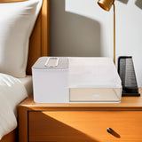 Multifunctional Tissue Box with Concealed Drawer, Desktop Storage Organizer for Home, Office, Living V1192-AZ-W-25246