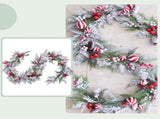 70 Inch Christmas Candy Cane Garland for Front Door, Winter Red White Xmas Holiday Garland for V1258-DP02-C-2711