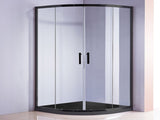 100 x 100cm Rounded Sliding 6mm Curved Shower Screen with Base in Black V63-830071