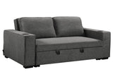 Sarantino Hoffman Linen Sofa Bed with Cushions and Cup Holders Dark Grey SOFA-YGG-7004-LNN-DGY