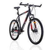 Trinx MTB Mens Mountain Bike 26 inch Shimano Gear 21-Speed [Colour: Matt Black White/Red] [Size Of V406-M136_21_RED