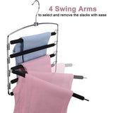 Multi Pants Trousers Hangers Smart Closet Saver Pack of 4 Heavy-Duty Chrome Steel 360&deg Swivel V1192-AZ-W-17961