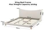Artiss King Bed Frame with Boucle Headboard, Beige, 300kg Capacity BFRAME-H-DORA-K-BG-ABC