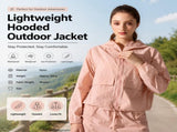 Pink S Size Women's Lightweight Hooded Windbreaker Jacket - Nylon, Waterproof, Windproof, Sun V888-ELOSUNG53780