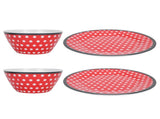 4Pcs Salad Dish Set Red Dots Imitation Porcelain Plate Fruit Food Cake Dish Dinnerware for Kitchen V1294-YM0718-3118210002611