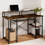 Artiss Computer Desk Laptop Desks Home Office Study Table Open Shelf Brown 120CM MET-DESK-24223-120-BR