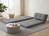 Artiss Recliner Adjustable Floor Chaise Lounge & Ottoman Foot Rest Grey Set FLOOR-19LIN-OTM-02-L60