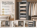 Cotton Linen Multi-Tier Hanging Garment Caddy, 5 Tier, Grey, Easy Clothing Organisation V1221-XM-LB2098-ZS50