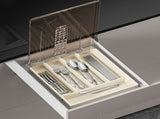 Flatware Storage Tray with Lid,11x13Inch Kitchen Drawer Organizer Tray with 5 Compartments,Storage V1366-AZ2-W-26536