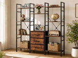 Levede Bookshelf 10 Open Cubes 3 Fabric Drawers Wood Black CH1180-BR-AU