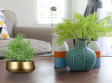 Sturdy Golden Iron Flower Pot Container for Indoor and Outdoor Garden Use, Decorative Planter V1192-AZ-W-25075
