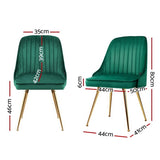 Artiss Dining Chairs Set of 2 Velvet Channel Tufted Green UPHO-D-DIN203C-VEL-GNX2