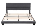 Artiss Queen Bed Frame Upholstered Platform Base with Geometric Headboard Charcoal Grey Linen Wood BFRAME-H-HUSH-Q-CA-AB