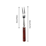 Long Handled Meat Carving Fork Heavy-Duty Stainless Steel Prongs Wood Grip Utensil For Backyard V1369-AZ3-W-14916