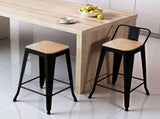 Artiss Metal Bar Stools Set of 2 Counter Height Barstools 77cm Seat Height w/ Removable Back BA-KJ-J004-WDX2