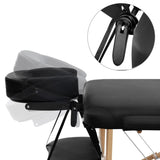 Zenses Massage Table 70cm Portable 3 Fold Wooden Beauty Bed Black MT-WOOD-F3-BLACK-70