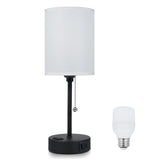 Fabric Bedside Table Lamp Bedroom Nightstand Lamp with LED Bulb 3 Color Temperatures Desk Light USB V1294-YM0901-L6887