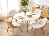 Artiss Dining Table and Chairs Set 5PCS Round 4 PU Leather Seater Dining Set White DSET-TAB01-2004PU-WHX4