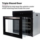 EUROCHEF 60cm 10 Function Built-In Electric Wall Oven, 80L Air Fryer Water Clean Fan Forced Pizza V219-COKOVNEC8A2A