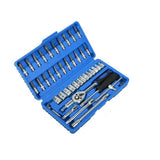 46-Piece Automotive Repair Tool Set - Carbon Steel Ratchet Wrench Socket Kit - 1/4 Inch Drive with V888-ELOSUNG50892
