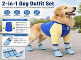 Blue 3XL Size Dog Protective Care Set - Polyester Elbow Sleeve, Adjustable Taffeta Dog Boots with V888-ELOSUNG56042