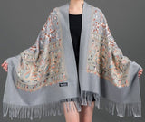 European-American Style Auspicious Embroidered Shawl Scarf, High-End Autumn & Winter Warm V1232-FXRPJ001