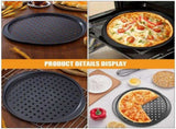 2pcs Non Stick Pizza Pan with Holes Carbon Steel Black for Restaurants V1366-AZ2-W-19330