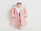 Size L Pink Women's Chic Lightweight Waterproof Raincoat - Long Hooded Packable Rain Jacket with V888-ELOSUNG32625