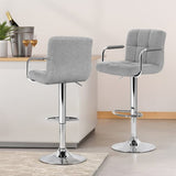 Artiss 4x Bar Stools Fabric Gas Lift w/Armrest Grey BA-K-1055A-FABRIC-GYX4