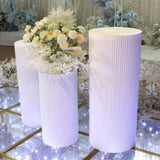 3x Metal Wedding Plinths Cylinder Pedestal Stand Ripple Cake Dessert Display V201-CYL0003WH9AU
