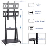Floor Tv Mount Stand Bracket Rolling For 32"-80" Screens Vesa 600X400 Hold 65Kg V767-U-950A